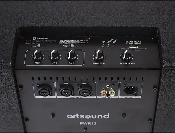 Système son actif 2 voies, ArtSound PWR12,  Caisson de basse + colonne, 1500W, (Unité)